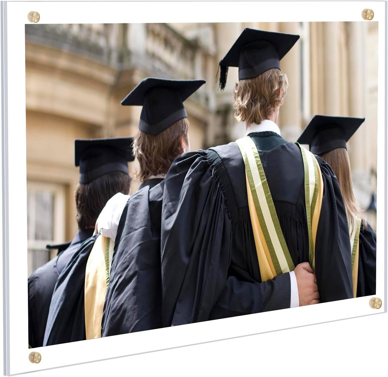 8.5x11 Acrylic Wall Mount Picture Frame Self Adhesive, No Drill Floating Frameless Clear Photo Frame for Artwork or A4 Letter Size Document Display-Full Frame is 10x13